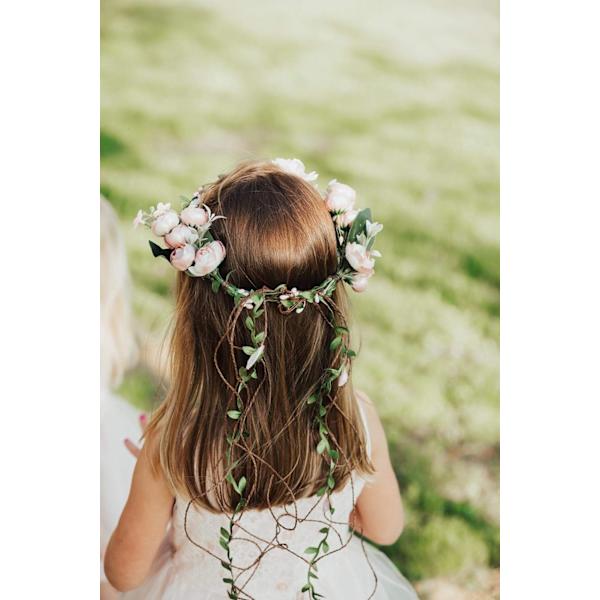 Justerbar Brudblomsterkrans Hårband Blomsterkrona Hårkrans Halo