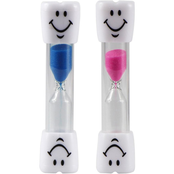 2 stycken ungefär 3 minuters färgglada sandtimmar med smiley f