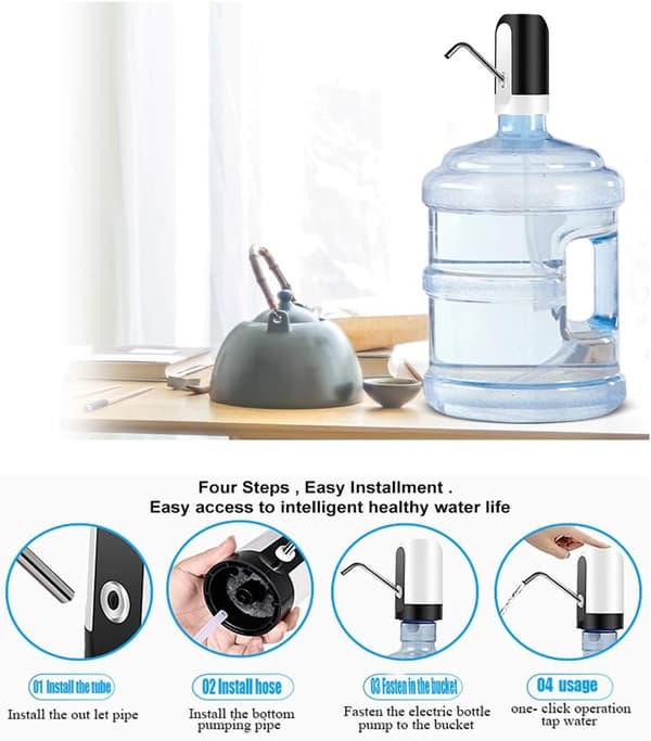 5 Gallons Vattenflaskedispenser, USB Laddningsbar Vattenflaskepumps