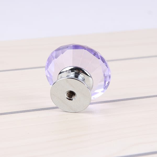 10 st lila kristallglas diamantformade skåpsknoppar