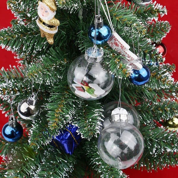 6 stk. Plastikkugler med diameter 10 cm, Fyldbare Julekugler DXGHC