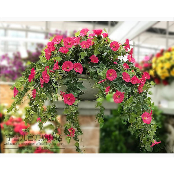 Outdoor/Indoor Artificial Rattan Petunia (rose red)