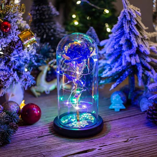 Led Enchanted Galaxy Rose Evig 24k Guldfolie Blomst Med Fe