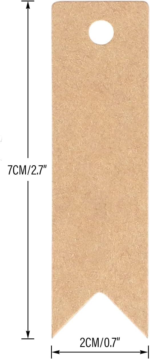 Kraftpapir Gavemærker 7x2cm, 100 Styk og Jutegarn, til Bryllup