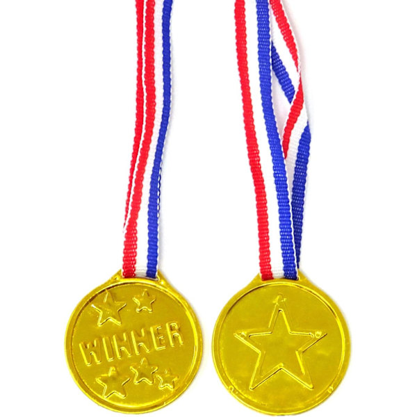 24 stk Gull Plast Vinnermedaljer for Fester, Spill, Sp DXGHC