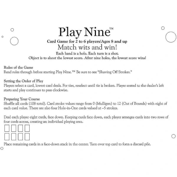 Play Nine - Lautapeli Perhe Juhlat Korttipeli Kortit Yhdeksän Golfkierrosta