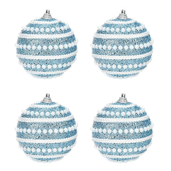 Set med 4 glänsande julgranspynt, 8cm juldekoration