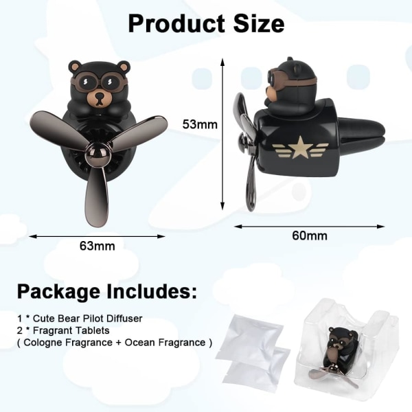 Cartoon Bear Shape Pilot Air Freshener Air Freshener, Ornamental