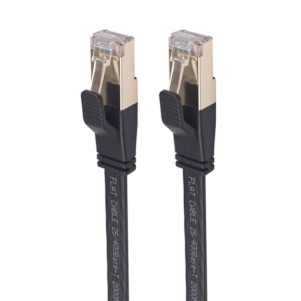 2 kpl Mustaa CAT 8 Ethernet-kaapelia, 0,7 jalkaa Nopea 40 Gbps 2000 MHz