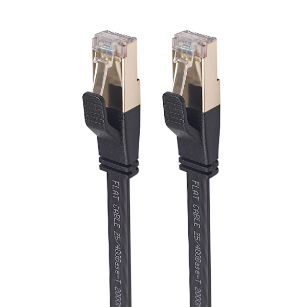2 stk Svarte CAT 8 Ethernet-kabler, 0,7 fot Høy hastighet 40 Gbps 2000 MHz