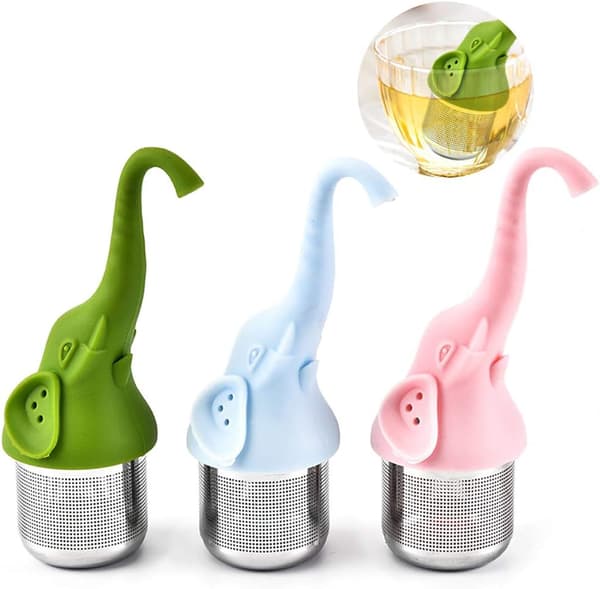 3 Pak Løse Blade Te-Infuser, Silikon Dyr Elefant, Rustfrit