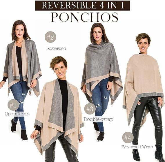 Damekappe Poncho Ruana Kappe Cardigan Genser Åpen Front
