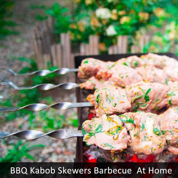 Spid, Rustfrit Stål, BBQ Kebab Kødspidssæt 12 STK, BBQ Spid