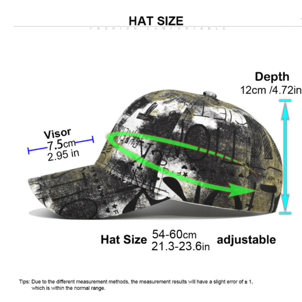 Graffiti-trykket hatt for menn og kvinner Allsidig flerfarget