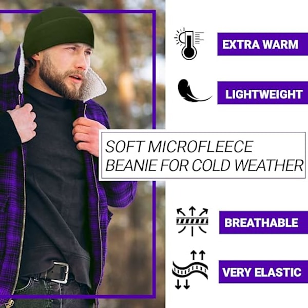 Taktisk Fleece Beanie – Varmt Vinterhue – Unisex – Lav Profil M