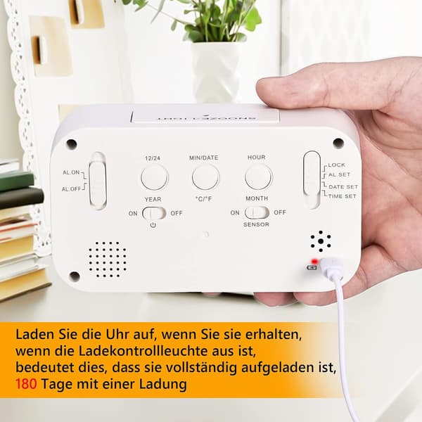 Väckarklocka, Liten Digital Väckarklocka, 5,1\" LCD-Skärm med USB