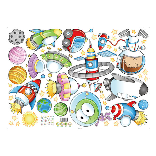 2 kreative rom-astronaut-veggklistremerker for barn