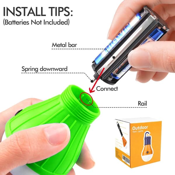 Teltslys Portable LED Teltslys 4 Pak Clip Hook Orkan Eme