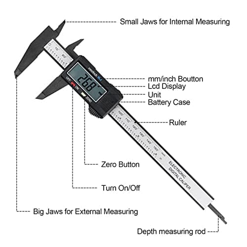 Digital Skjutmått, 150mm / 6\" Kolfiber Digitalt Skjutmått med Cle