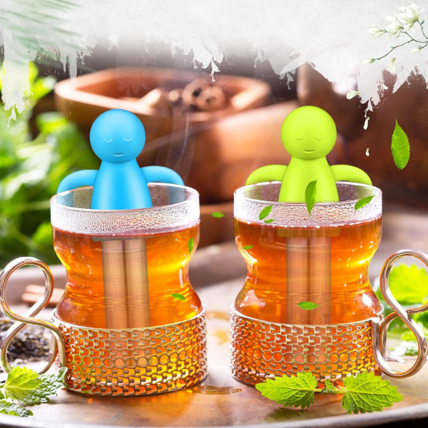 2 Pack Irtolehtinen Tea Steeper Fine Mesh Tea Infuser silikonikahvalla ruostumattomasta teräksestä valmistettu teepallo irtoteelle, harmaa ja