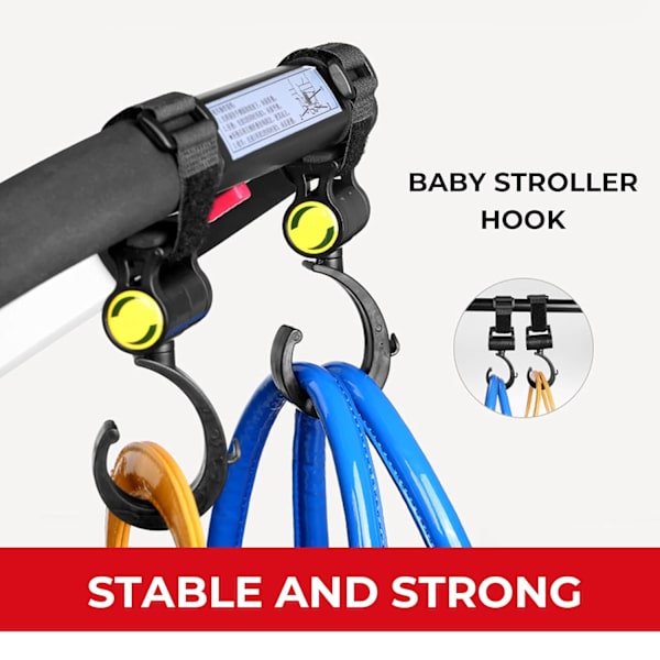 2 strollerskrokar, babyskrokar för blöjväskor, multifunktionella