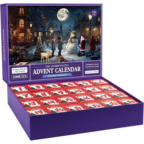 Adventskalender 2023 Julepuslespil - Julenat med Sne