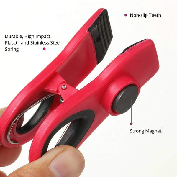 Chipclips, magnetiska clips, 7-pack, påsklämmor, matpåsklämmor, ma