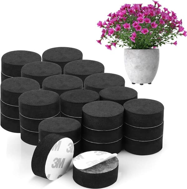 Usynlige Blomsterpottefødder (Pakke med 48) - Sorte Gummifødder til Ra