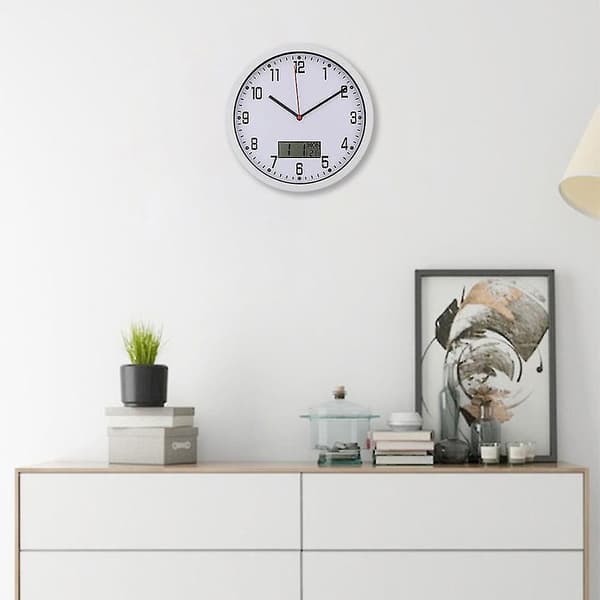 Elektroninen seinäkello LCD-termohygrometrin kanssa