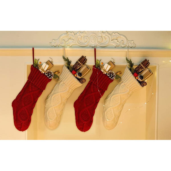 4-pack Julstrumpor, 14 tum Kabelvirkade Strumpor Present