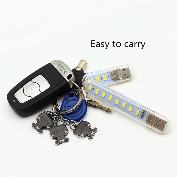 8 Pak USB Bærbar Stribelys Mini Bogelampe 8 LED Natlys