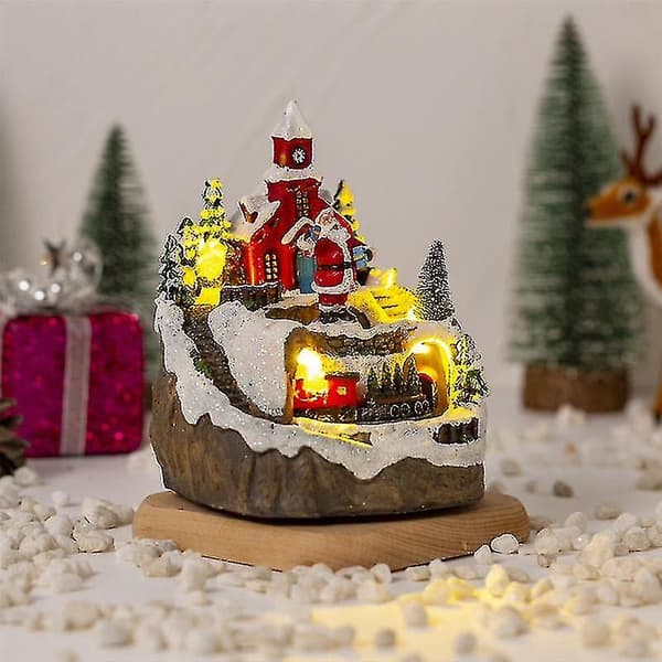 Led Ljus Jul Snö Hus By Ljusprydnad Figu DXGHC