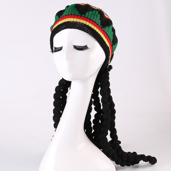 Dww-rasta hatt med svarta dreadlocks peruk Rasta peruk med, 1 paj DXGHC