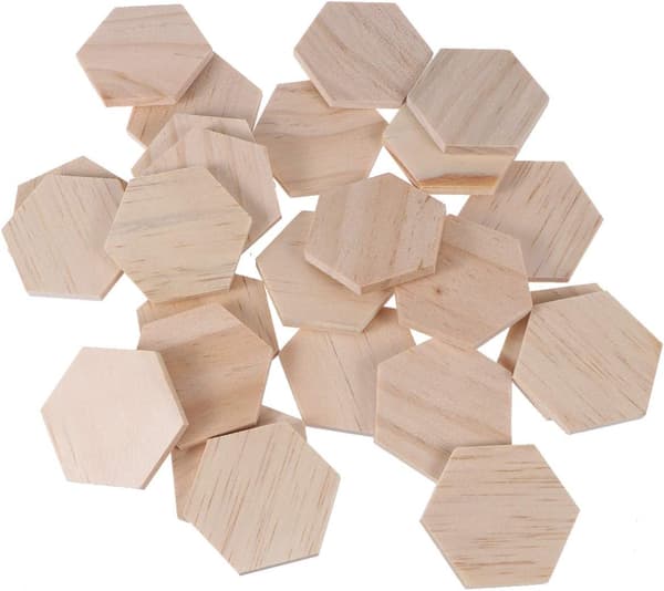 25 st Oavslutade Träskivor Hexagon Trähantverk Prydnadsföremål