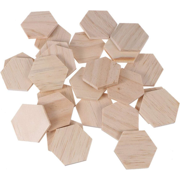 25 stk Ubehandlede Trebiter Hexagon Trehåndverk Pynt