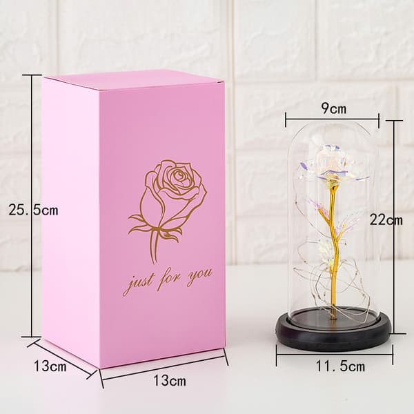 Evig Blomst Glasdækning Rose Blomst Glasdækning Glødende LED Ro