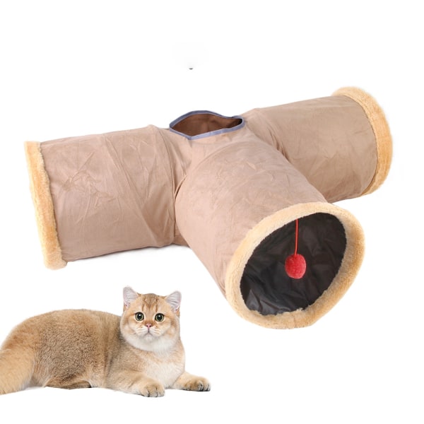 （Grå）Hopfällbar Kattunnel, Katt Leksaker Speltunnel Hållbar Mocka