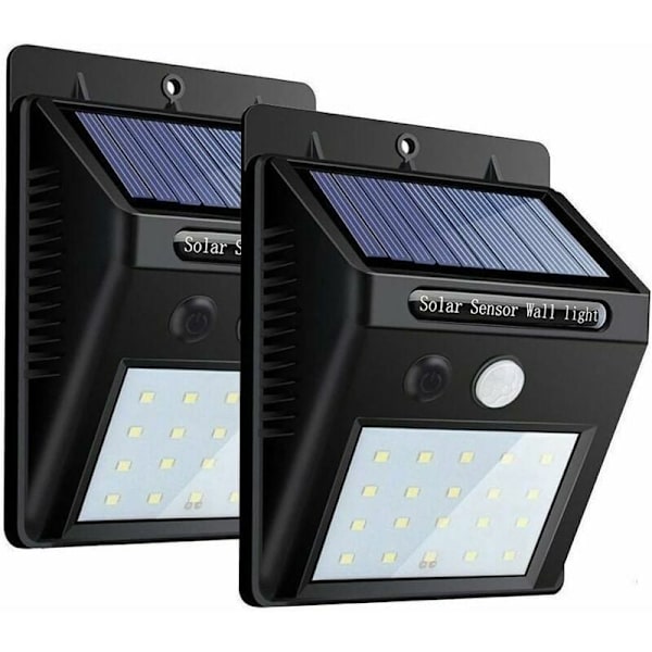 (2-pack) 20 LED Solcellslampor, Utomhus Rörelsedetektorlampor med 3