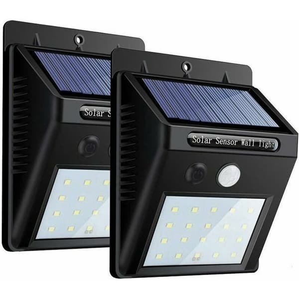 (2 Pak) 20 LED Solcellelamper, Udendørs Bevægelsessensorlamper med 3
