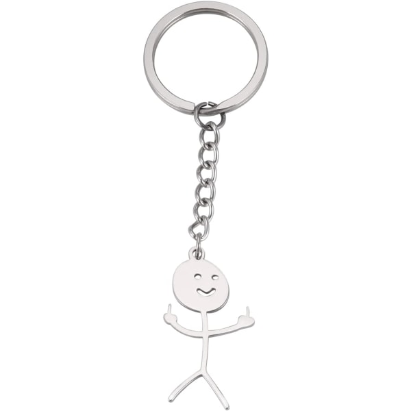 Rolig Smiley Face Figur Keychain med Teckenspråk Finger Stickman