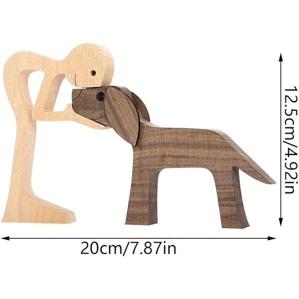 Familjevalp Träskulptur Ornament Naturligt Massivt Trä Husdjur Hund Fam