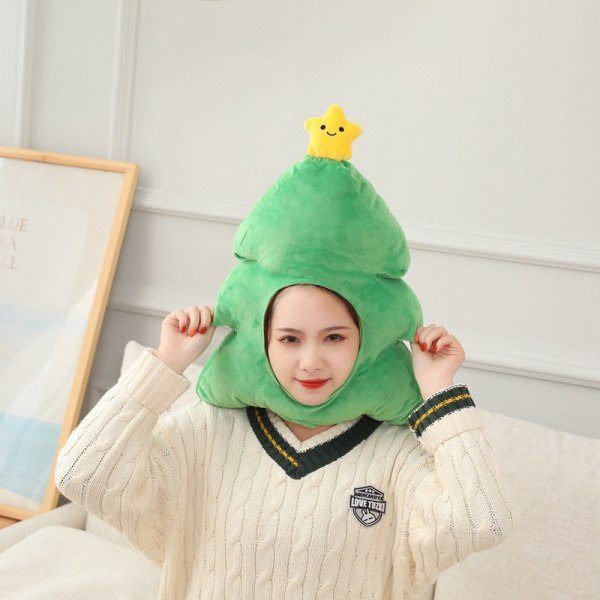 Christmas tree hood hat cartoon funny cute plush toy