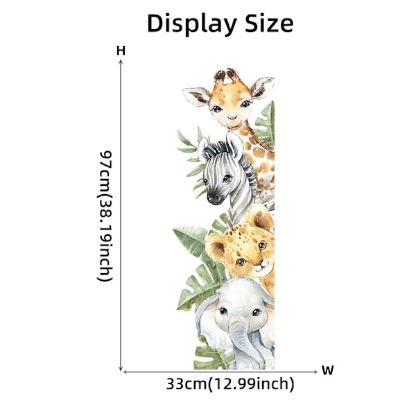 1 stk 90*40CM akvarell dyr vegg klistremerker jungel dyr vegg klistremer tiger elefant sjiraff flyttbar skrell og stikk