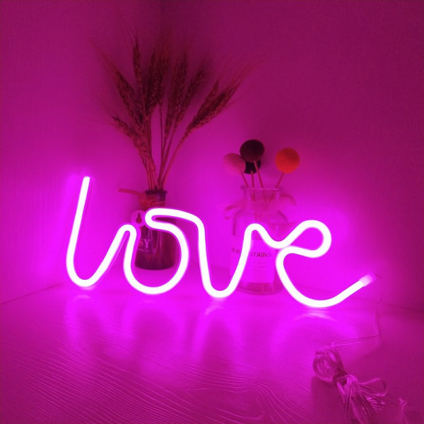 Väritys Love Neon Valokyltit Seinäkoriste, akku ja USB power
