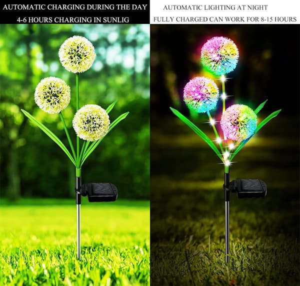Solcelled Havelyslys Udendørs Dekorative, 2 Pakker 6 Blomster Sol Dan