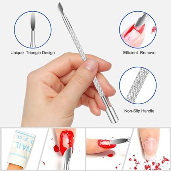 3-delt Cuticle Plejesæt - Cuticle Cutter, Stål Pusher og Fil