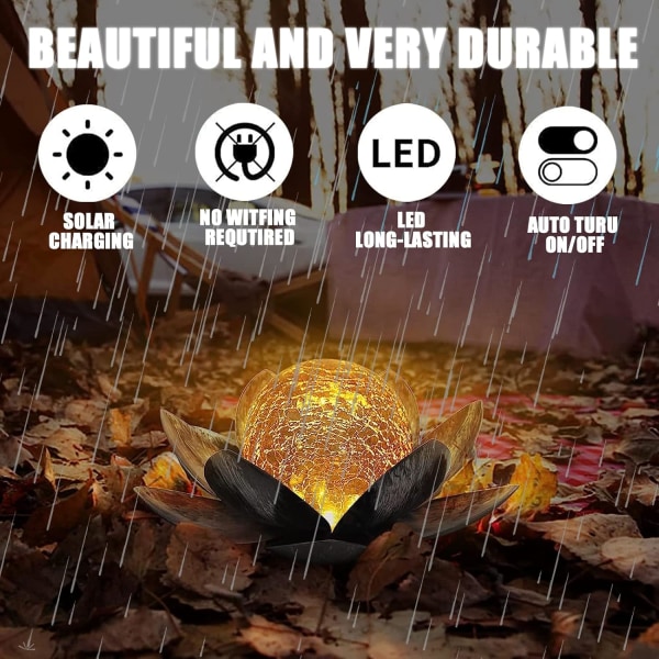 Solar Light Outdoor, Lotus Flower Solar Lantern med Bright Warm