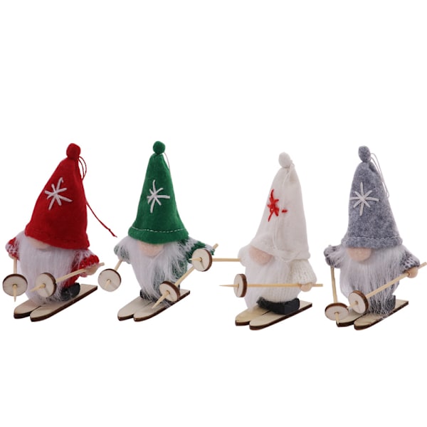4 st jultomtar utan ansikte, tecknade snögubbar, skiddockor, jul