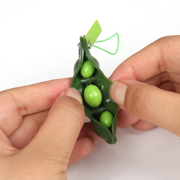 6 st Fidget Leksak Set, Edamame Nyckelring Squeeze-a-bean Sojabönor Eda