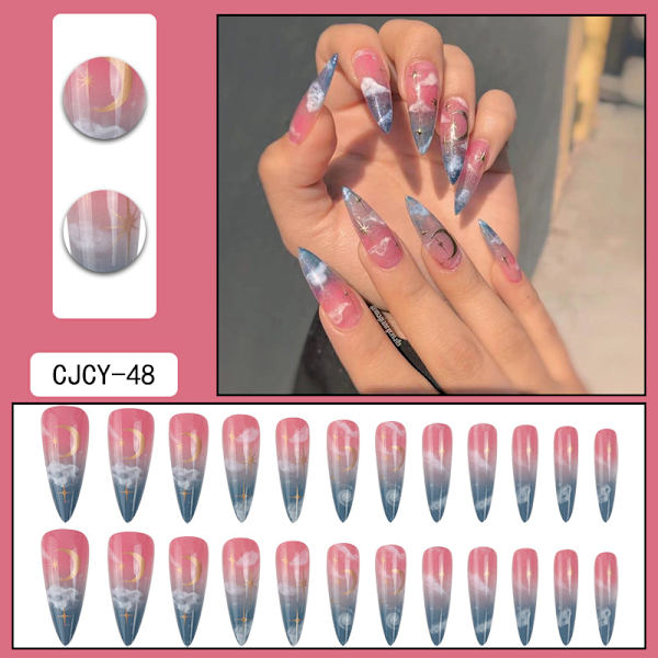 Paket med 9 (216 stycken) Press-on Naglar Medium Design, Falska Naglar